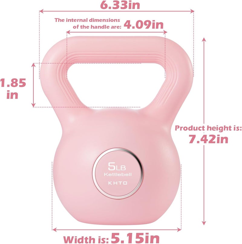KHTO Kettlebells Fitness Exercise-Pink Strength Training Kettlebell Sets,Dumbbell Weights for Home Gym Equipment - Image 3